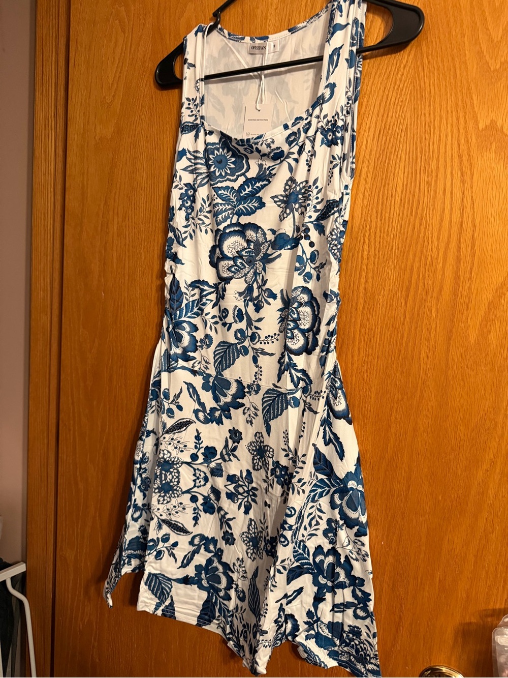 Blue Floral Scoop-Neck Mini Dress - Classic Summer Style